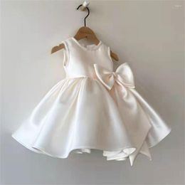 Girl Dresses Flower Simple Satin Baptism Is One Year Old First Communion Birthday Wedding Ball Dream Gift For Children Customize