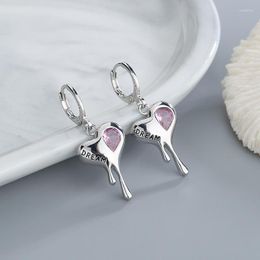 Hoop Earrings 925 Silver Needle Heart For Women Egirl Crystal Temperament Y2K Jewellery Eh1188