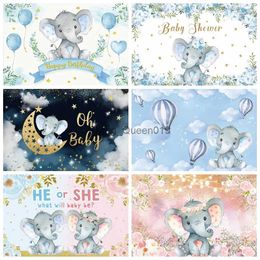 Background Material Yeele Newborn Elephant Birthday Party Flowers Photocall Baby Shower Banner Backgrounds Indoor Photographic Studio Backdrop YQ231003