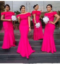 2023 South Africa Style Red Bridesmaid Dresses Off The Shoulder Flora Appliques Mermaid Maid Of Honour Wedding Guest Gown Custom Made Cheap