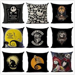 Plush Pillows Cushions Halloween Cartoon Skull Jack Printed Cushion Cover Nightmare Before Christmas Decorative Sofa Car Chair Home Decor Pillow Case YQ231003