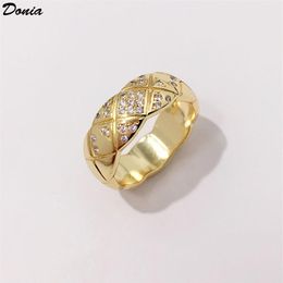 Donia Jewellery luxury ring fashion wide mesh copper micro inlaid zircon European and American creative designer gift2676