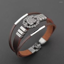 Bangle Vintage Multi Layered Leather Star Eagle Bracelet Charming Men's Fashion Hip Hop Punk Accessories Jewelry Party Gift