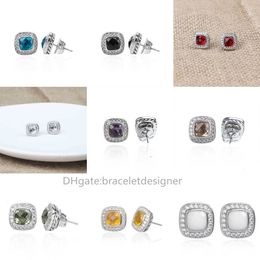 Jewellery Women Designer Earrings Stud Elegant Earring Studs Sliver Inlaid with Square Zircon Stud Vintage Wedding Party Banquent Gift