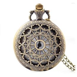 Pocket Watches Retro Hollow Spider Web Quartz Watch Men Fans Souvenir Gifts With 80cm Neck Chain Relogio Old Clock