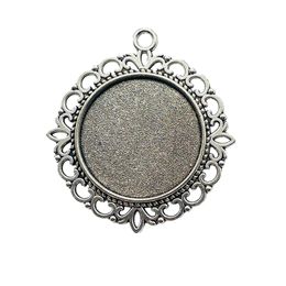 30pcs/Lot 25mm Antique Silver Cabochon Base Charms Pendants For Jewelry Making 43*39mm DH0816