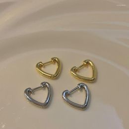 Hoop Earrings Silver Color Simple Heart Shaped Small Glamorous Women Fashion Jewelry Party Punk Vintage Ear Accessories