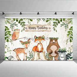 Background Material Photography backdrop happy birthday safari jungle party decoration supplies forest background for photo booth studio animals YQ231003