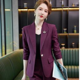 Women's Two Piece Pants Fashion Purple Blazer Women Business Suits Pant And Top Sets Work Wear Ladies Office Uniform Styles Female Pantsuits