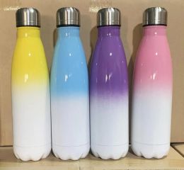 NEW17oz Sublimation Cola Bottle Gradient Colours with coat Colour changing cola Cups 500ml Stainless Steel drinking Water bottles JJ 10.2