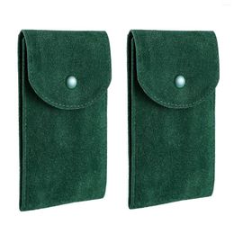 Watch Boxes 2 Pcs Pearl Fleece Bag Green Bags Jewellery Pouch Single Case Organiser Bracelet Beaded Flannelette Man Box