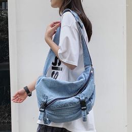 Evening Bags Crossbody Denim Bag Korean Casual Vintage Zipper SOFT Shoulder Simple Girls Unisex