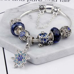 Charm Beads fit for Jewellery 925 Silver Bracelets Snowflake Pendant Bangle blue sky pumpkin cart charms Diy Jewellery with gift box309e