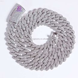 Luxury High Quality Ice Out 925 Sterling Silver Fashion Jewellery Necklaces 14mm 15mm Vvs Moissanite Hiphop Cuban Link Chain