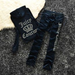 Juicy Apple Women's Tracksuits Summer Brand Sewing 2 piece sets Velvet Velour Women Track Suit Hoodies And Pants Met Advanced Design Wear a hoodie