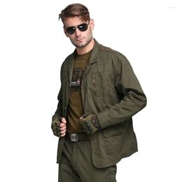 Men's Suits Military Blazers Fashion Army Green Cotton Outwear Plus Size Casual For Men Coat