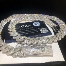 brand fashion woman 925 Sterling Silver Vvs Moissanite Hip Hop Jewellery Diamond Necklace Tennis Chains for Men