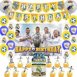 Background Material Real Madrid Football Birthday Decoration Latex Balloon Foil Balloon Party Backdrop Banner Cake Topper Baby Shower YQ231003