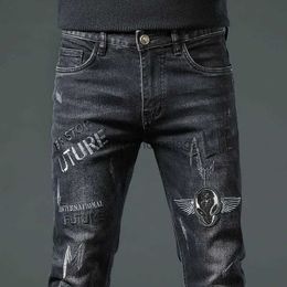 Men's Jeans 2023 Spring and Autumn New Fashion Trend Elastic Black Small Foot Pants Men's Casual Slim Comfortable High-Quality Jeans 27-36L231003