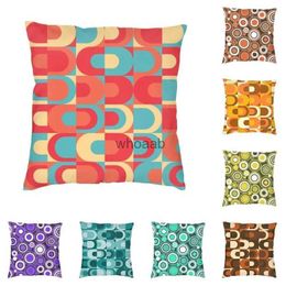 Plush Pillows Cushions 70s Pattern Retro Inustrial In Red Blue Teal And Orange Throw Pillow Case Home Decor Geometric Cushion Cover for Living Room YQ231003