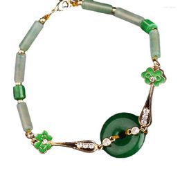 Anklets Antique Gan Qing Jade Anklet Green Dongling Foot Chain Cloisonne Accessories Ornaments 2023 Female