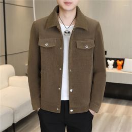 Men's Jackets 2023 Autumn Waffle Jacket For Men Slim Fit Lapel Casual Business Windbreaker Coat Social Streetwear Outwear Clothing