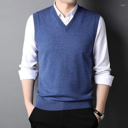 Men's Sweaters 2024 Brand Spring Fall Sweater Vest Men V-Neck Knitted For Male Casual Fashion Tank Tops Sleeveless Knit Pullovers