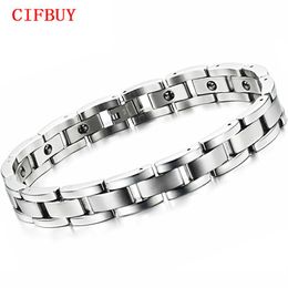 Jewelry Magnet Stone Man Bracelet Classical Stainless Steel Energy Balance Link Chain Bracelets For Men Health Care GS8012225q