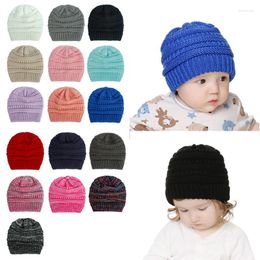 Berets 10 Pcs Baby Beanie Caps Autumn Winter Wool Knitted Hat Kids Solid Colour Crocheted Toddler Muts Bonnet Enfant