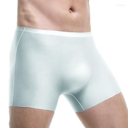 Underpants Men Boxer Shorts Ice Silk Seamless Sissy Homme Underwear See Through Gay Panties Trunks Breathable Slip Boxershorts