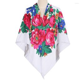 Scarves 140 140cm Russian National Big Square Scarf For Women Acrylic Ethnic Style Print Head Ladies Retro Fringed Blanket Shawl