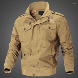 Men's Jackets Spring Autumn Casual Multi Pocket Pilot Coat Large Military Bomber Jacket Army Cargo Flight Oversized