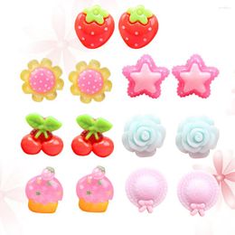 Backs Earrings 7 Pairs Girl Earring Ear Clip Eardrop Decor Cartoon False For Kids Baby Girls Fairy Accessories