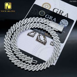 brand fashion woman Men Cuban Link Necklace 925 Sterling Silver Hip Hop 12mm Moissanite Pendant and Bracelets
