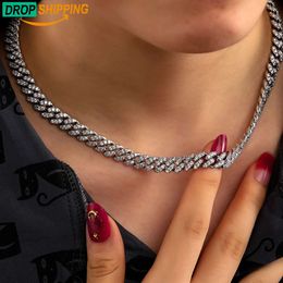 brand fashion woman Dropshipping Punk Men Jewellery 8mm Gold Plated 925 Sterling Silver Vvs Moissanite Diamond Iced Out Cuban Link Chain Necklace