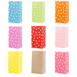 Gift Wrap 50pcs 24x13x8cm Color Dot Kraft Paper Bags Red Christmas Flat Pocket Birthday Party Biscuit Bread Candy Square Bottom
