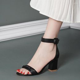Sandals Metal Decorated Pumps One Line Straps Women Ankle Buckles Summer Shoes Sexy Open Toe High Heels 2023 Classic Sandalias