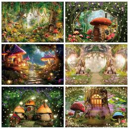 Background Material Dreamy Natural Jungle Forest Wonderland Backdrop Fairy Tale Mushroom Baby Birthday Party Photography Background For Photo Studio YQ231003