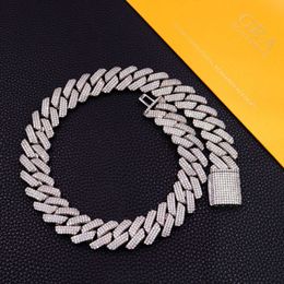 brand fashion woman Hip Hop Fine Jewellery Men Cuban Link Chain Miami Iced Out Necklace 19mm Vvs Moissanite Diamond