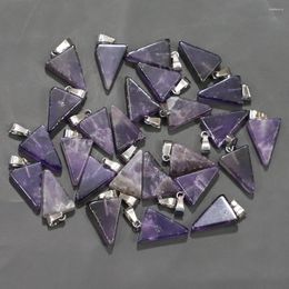 Pendant Necklaces Natural Stone Amethyst Exquisite Necklace Triangle Charms Fashion Jewellery Making Earring Gift Accessorie Wholesale 25Pc