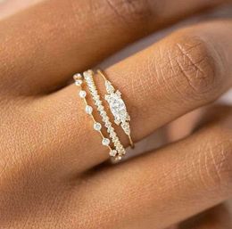 Band Rings Tiny Small Ring Set For Women Gold Color Cubic Zirconia Midi Finger Wedding Anniversary Jewelry Accessories Gifts KAR229 J230612