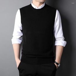 Men's Sweaters 2024 Brand Spring Autumn Men Knitted Sweater Sleeveless Male Loose Vest Gentleman Casual RoundNeck Pullover Jumper Tops Pull