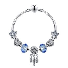 Charms fit for Bracelets Blue Star Beads Dream Catcher Dangle Pendant Bangle love Bead Diy Wedding Jewellery Accessories341p