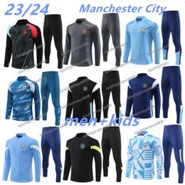 2023 2024 Man Tracksuit City Haaland Half Zip Training Suit Men Kids 23/24 Long Sleeve Sportswear Football 2023 Boys Girls Survatment