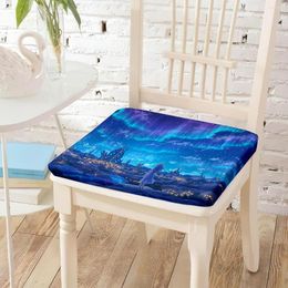 Pillow Anime Northern Lights Sky Girl Print Chair Seat S Equipped With Invisible Zipper Reading Watching TV Chairs Decor