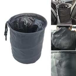 Interior Accessories Foldable Hanging- Car Trash Can Bag Bin PU Leather Organisers For Waste