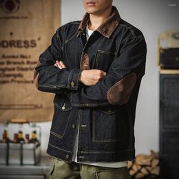 Men's Jackets Tooling Vintage Tough Jacket Washed Denim Guy Coat Shirt