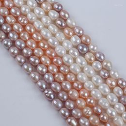 Chains 8-9mm White Pink Purple Colour Rice Pearl Bead String Strand Genuine Real Natural Freshwater Pearls