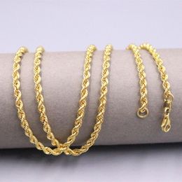 Chains Pure Au750 18k Yellow Gold Chain Men Women 3mm Simple Rope Necklace