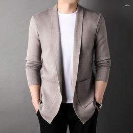 Men's Sweaters 2023 Spring And Autumn Polo Collar Solid Colour Cardigan Sweater Casual Versatile